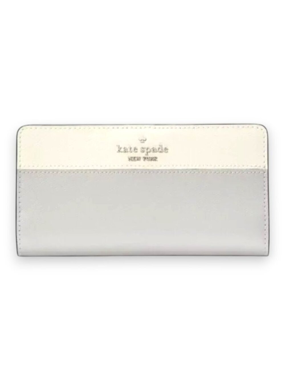 Kate Spade New York Madison Gray/Platinum Colorblock Large Slim Bifold NWT